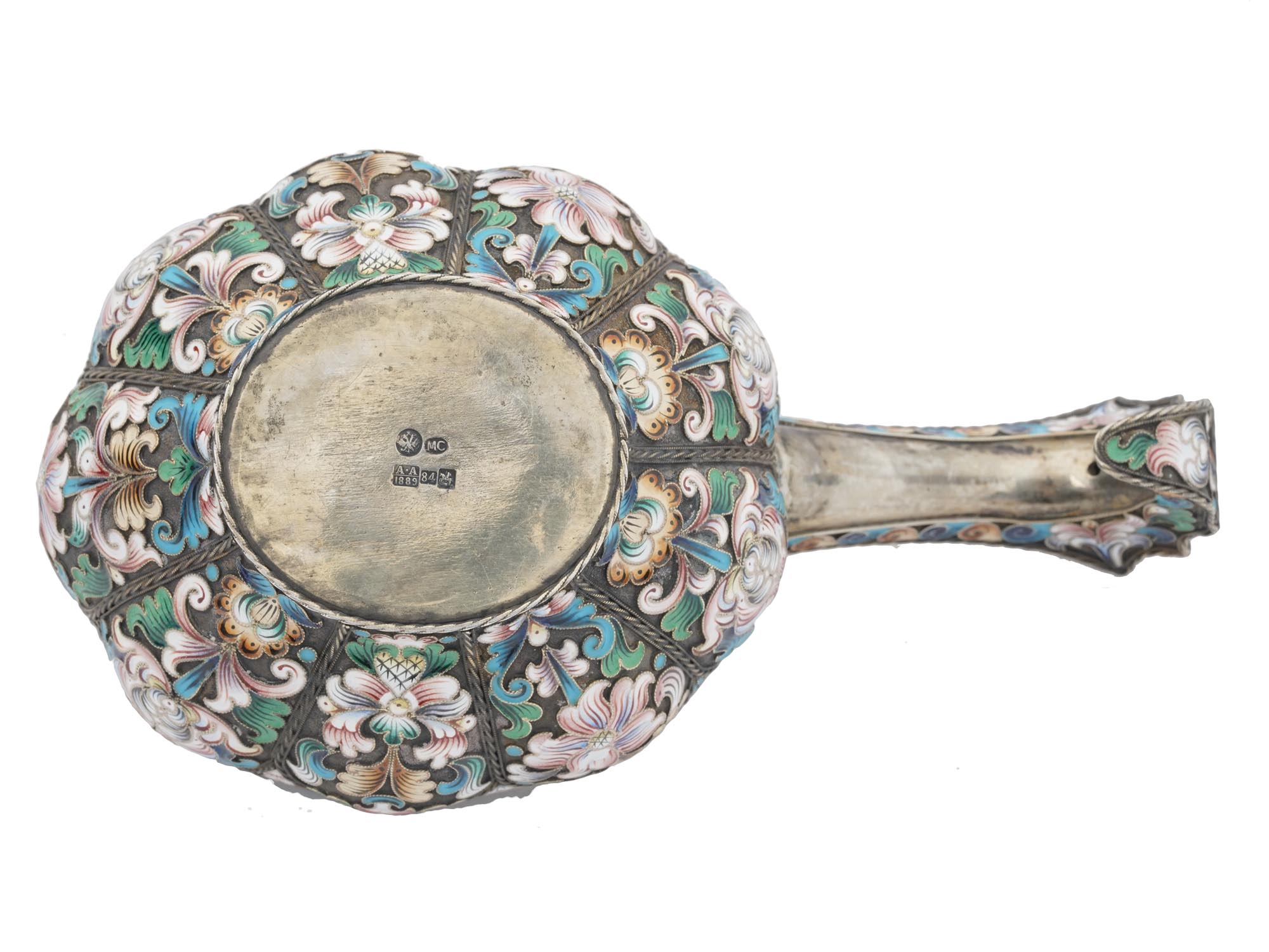 RUSSIAN 84 SILVER AND CLOISONNE ENAMEL KOVSH PIC-6